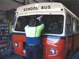 Austin school bus rebuild fitting windscreen 2
